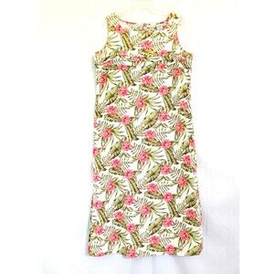 VTG White Stag Tropical Floral Linen Blend Maxi Dress XL 16/18 Sleeveless
